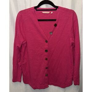 SOFT SURROUNDINGS Top Womens Sm. Hot Pink Cardigan Buttons Eclectic Art To Wear